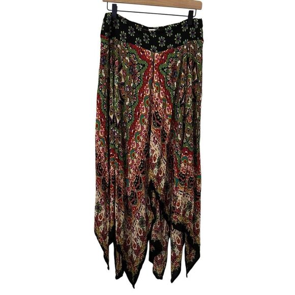 Bila Womens large Boho Hippie Mixed Print Handkerchief Hem Maxi Skirt peasant pr - Picture 1 of 10